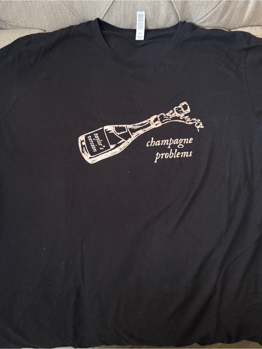 “Taylor’s Version” Black Short-Sleeve Tee with Champagne Bottle Graphic